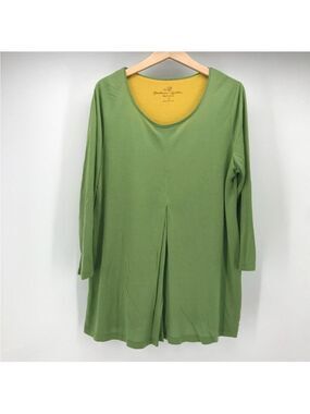 Gudrun Sjoden Silk Modal Green Tunic Long Sleeve Soft Lagenlook Loose, size M